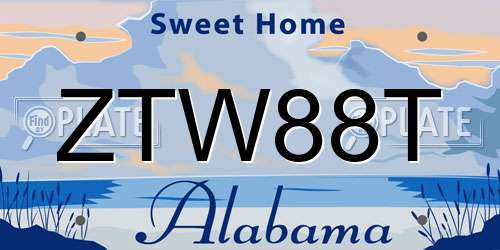 ZTW88T Alabama License Plate