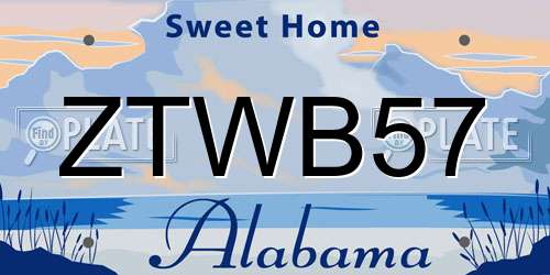 ZTWB57 Alabama License Plate