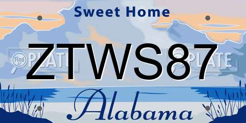 ZTWS87 Alabama License Plate
