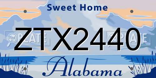 ZTX2440 Alabama License Plate