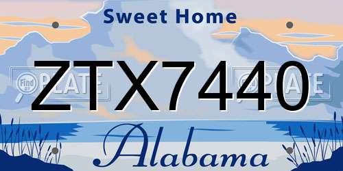 ZTX7440 Alabama License Plate