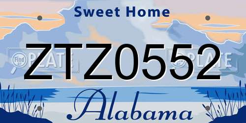 ZTZ0552 Alabama License Plate