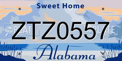 ZTZ0557 Alabama License Plate