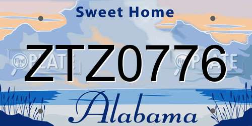 ZTZ0776 Alabama License Plate