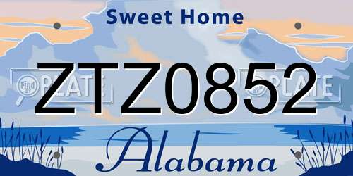 ZTZ0852 Alabama License Plate
