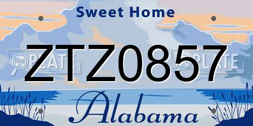 ZTZ0857 Alabama License Plate