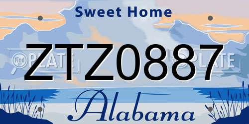ZTZ0887 Alabama License Plate