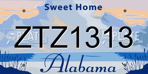 ZTZ1313 Alabama License Plate
