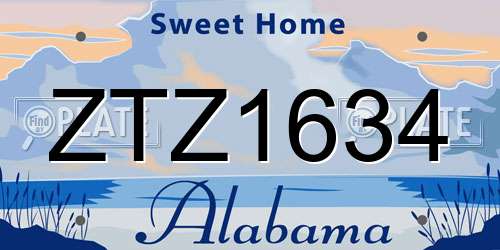 ZTZ1634 Alabama License Plate