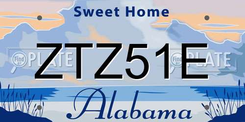 ZTZ51E Alabama License Plate