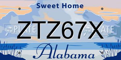 ZTZ67X Alabama License Plate