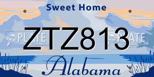 ZTZ813 Alabama License Plate