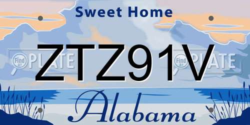 ZTZ91V Alabama License Plate