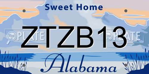 ZTZB13 Alabama License Plate