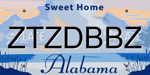 ZTZDBBZ Alabama License Plate