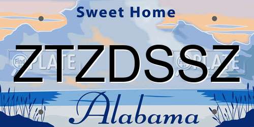 ZTZDSSZ Alabama License Plate