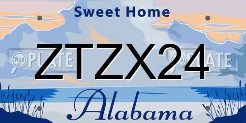 ZTZX24 Alabama License Plate