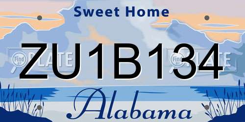 ZU1B134 Alabama License Plate
