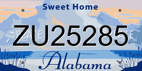 ZU25285 Alabama License Plate