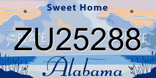 ZU25288 Alabama License Plate