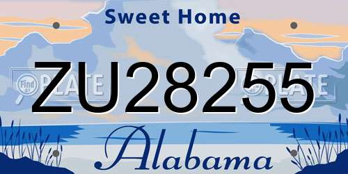 ZU28255 Alabama License Plate