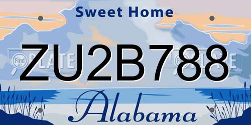 ZU2B788 Alabama License Plate
