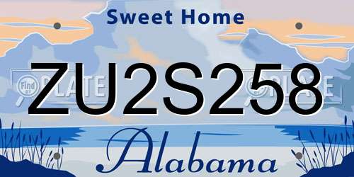 ZU2S258 Alabama License Plate