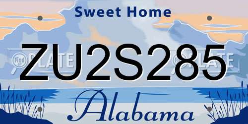 ZU2S285 Alabama License Plate