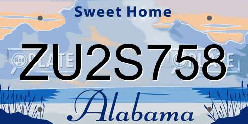ZU2S758 Alabama License Plate