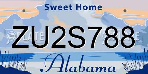 ZU2S788 Alabama License Plate