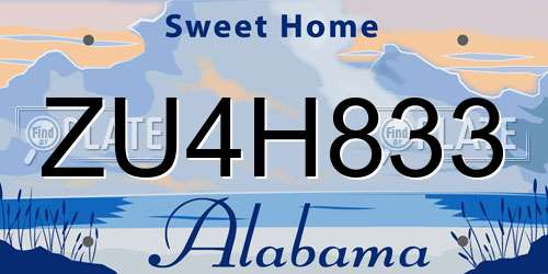 ZU4H833 Alabama License Plate
