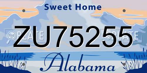 ZU75255 Alabama License Plate