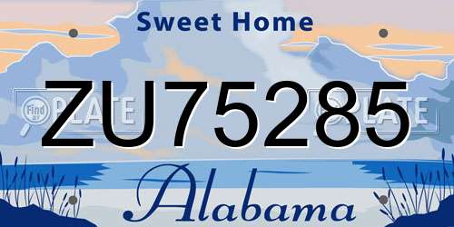 ZU75285 Alabama License Plate