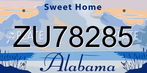 ZU78285 Alabama License Plate