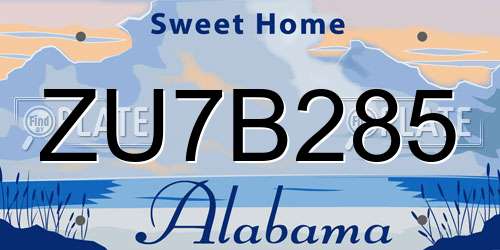 ZU7B285 Alabama License Plate