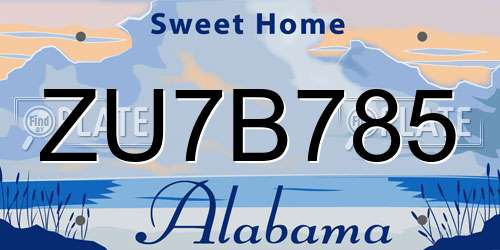 ZU7B785 Alabama License Plate