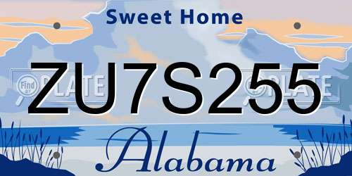 ZU7S255 Alabama License Plate