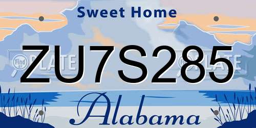 ZU7S285 Alabama License Plate