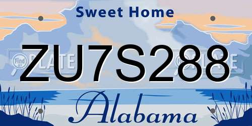 ZU7S288 Alabama License Plate