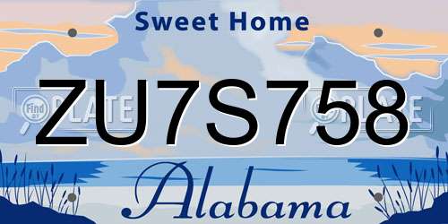 ZU7S758 Alabama License Plate