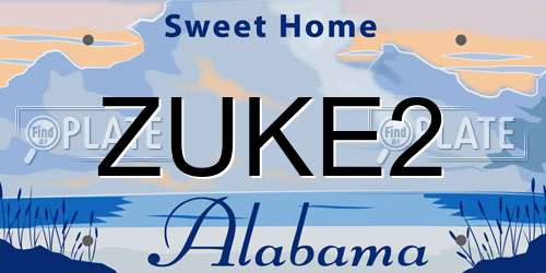 ZUKE2 Alabama License Plate