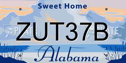 ZUT37B Alabama License Plate