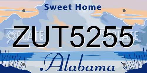 ZUT5255 Alabama License Plate
