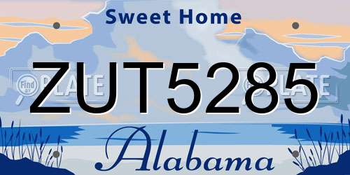 ZUT5285 Alabama License Plate