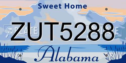 ZUT5288 Alabama License Plate