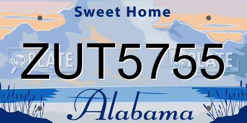 ZUT5755 Alabama License Plate