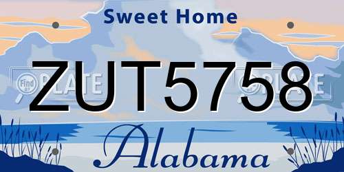 ZUT5758 Alabama License Plate