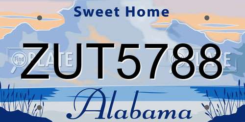 ZUT5788 Alabama License Plate