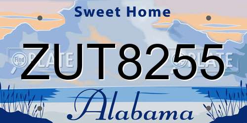 ZUT8255 Alabama License Plate