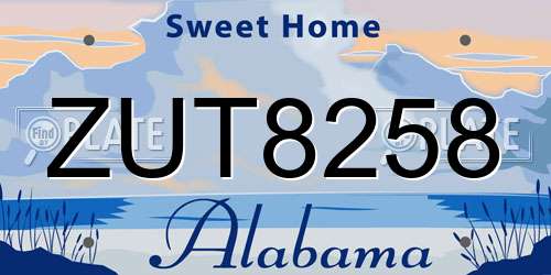 ZUT8258 Alabama License Plate
